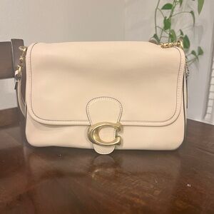 Cream Leather Shoulder Bag